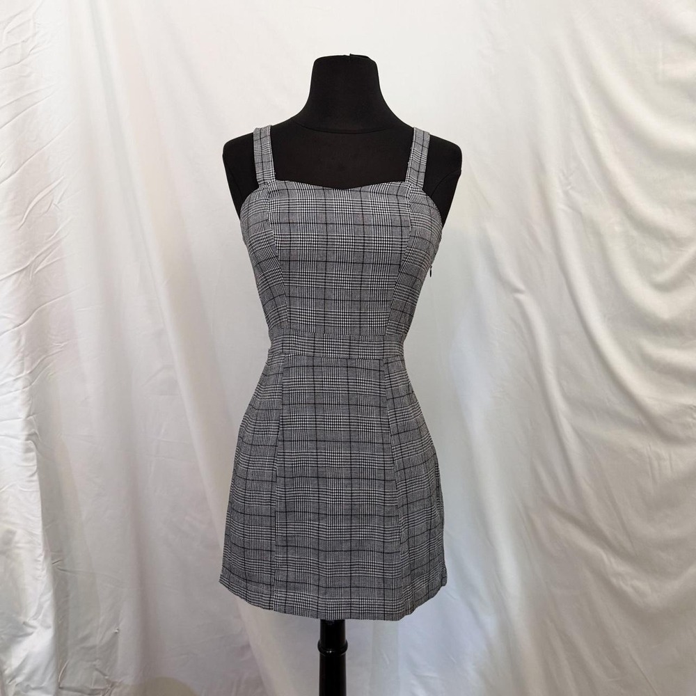 Casting Plaid Corset Mini Dress Black White Check Y2K Preppy Womens Schoolgirl S